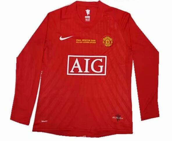 07-08 Manchester United Retro LS Home Kit Soccer Jersey